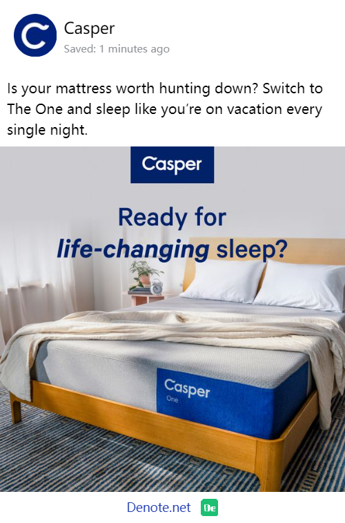 Facebook Retargeting Ad by Casper