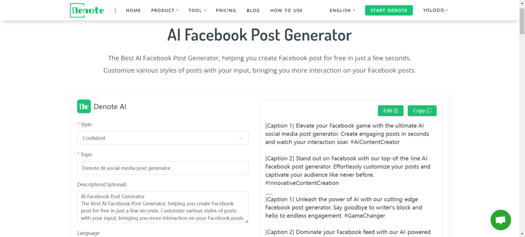 AI Facebook Post Generator